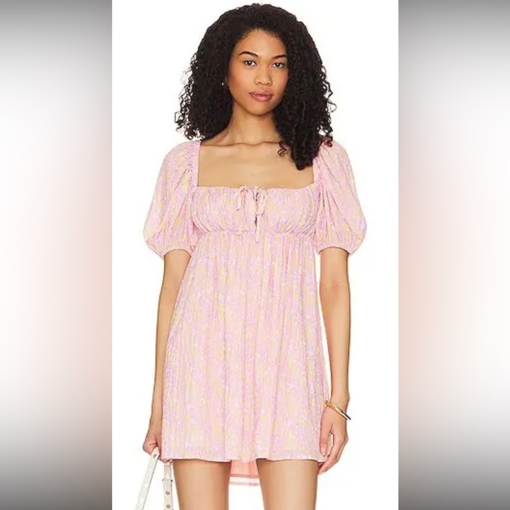 Tularosa|Aria Mini Dress in Pink and Yellow Ditsy|Size S